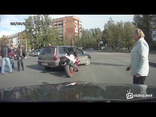 fight on the road. biker vs. driver
